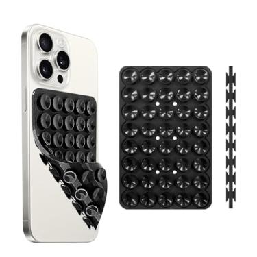 Imagem de Korecase Suporte para celular com sucção de silicone dupla face (compatível com iPhone e Android, suporte de acessório de telefone mãos livres para selfies e vídeos) Brinquedo Fidget Presente - Preto,