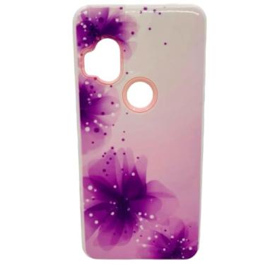 Imagem de Capa Celular Compatível com Motorola Moto One Hyper XT2027-1 Com Suport Para Dedos (Branca Flor Lilás)
