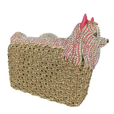 Imagem de Boutique De FGG Bolsa clutch feminina formal de cristal para noite Minaudiere Poodle Wedding Strass, Mini, Ouro e rosa, Small