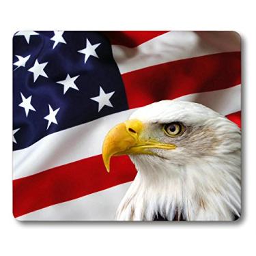 Imagem de Mousepad de borracha antiderrapante Eagle na bandeira americana da Smooffly