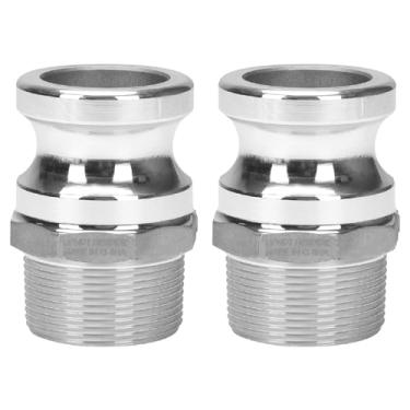 Imagem de DERPIPE Alumínio PartF Camlock Fitting - 3,8 cm macho Camlock x 3,8 cm macho NPT tipo F Cam Groove Mangueira adaptador de desconexão rápida (pacote com 2)