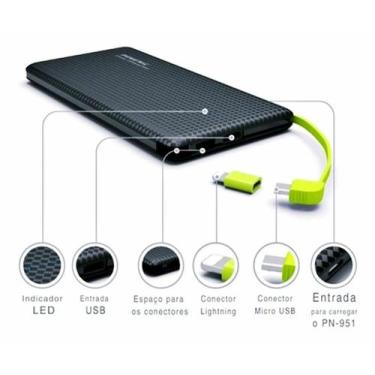 Imagem de Carregador Portátil Power Bank 10.000mah Universal - Pineng, Preto