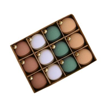 Imagem de Kokiya 12Pcs Enfeites de Bola de Natal Árvore de Natal Decorações Penduradas Textura Flocada Decorativa Artesanato Decoração de Árvore de Natal para Casa, Marrom Verde Laranja