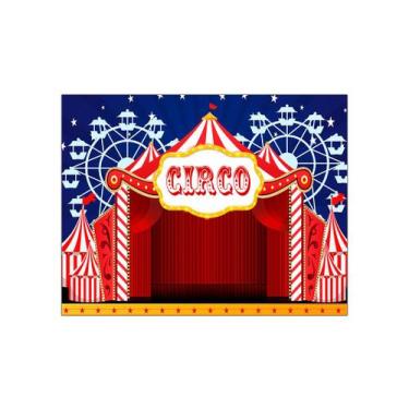 Imagem de Painel de Festa Horizontal 1,55 X 1,20 - Noite Circo Tenda Vermelho e 