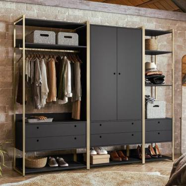 Imagem de Closet Industrial Olivar 2 Portas 6 Gavetas Preto OlivarMóveis - Oliva