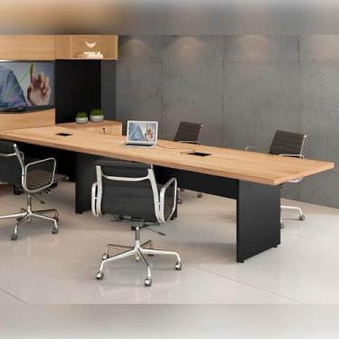 Imagem de Mesa de Reunião 3,20m x 1,20m Corporativa c/ 2 Caixas de Tomada - F5 O