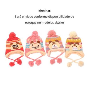 Imagem de Touca Gorro Infantil Forrada Animais Bichinhos Cobre Orelhas Frio Inve