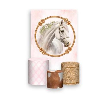 Imagem de Painel De Festa Vertical 1,50 x 2,20 + Trio De Capas Cilindro - Cavalo