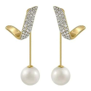 Imagem de Brincos Dourado Sobrepor Delicados Feminino Festa Metal Joia - ANJO DA