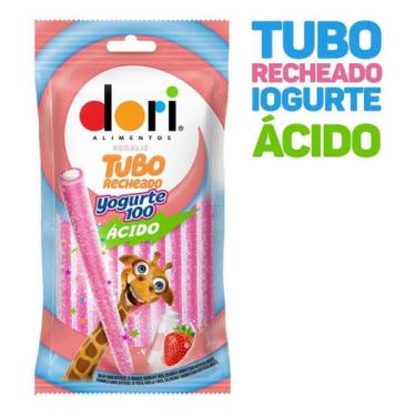 Imagem de Regaliz Tubo Recheado Ácido 70g - Morango, Uva E Yogurte Doce - Dori