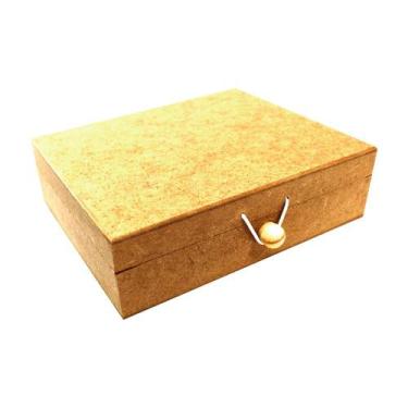 Imagem de Caixa com Elástico e Dobradiça de Mdf Madeira Crua - Tamanho: 18 X 15 