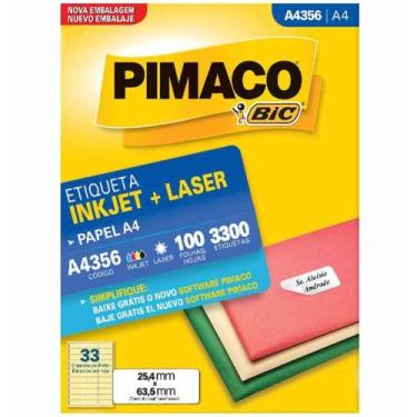 Imagem de Etiqueta a4356 25x63mm 3col 3300un / 100fl / pimaco - Pimaco Autoadesi