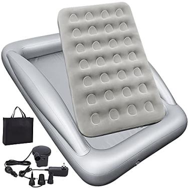 Imagem de Colchão de Ar Infantil Fahuac, 62x40x12 Polegadas, com Trilhos de Segurança e Bomba Elétrica, para Viagens