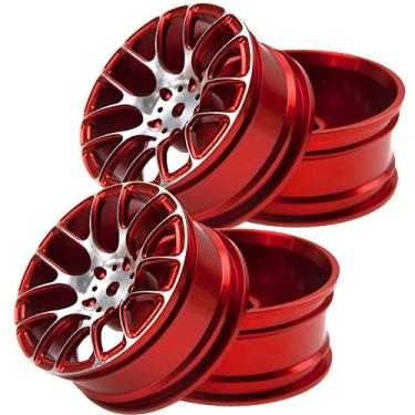 Imagem de 4Pcs Vgoohobby Aluminum Wheel Rims 12mm Hex Hub Width 26mm Compatible with 1/10 Tamiya TT-01 Kyosho RedCat Sakura HSP HPI 1/10 On-Road Racing Touring RC Drift Car (Red)