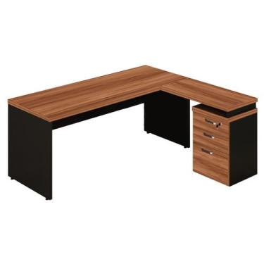 Imagem de Mesa Escrivaninha Escritório em "L" com Gaveteiro 1,70x1,60m WORK STAR