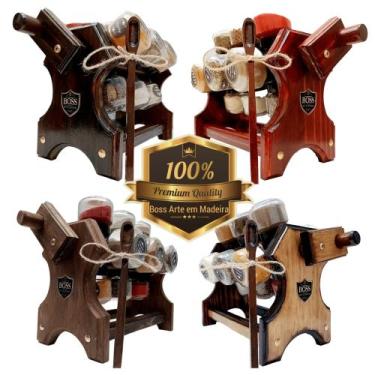 Imagem de Porta temperos Premium Artesanal Giratório com Manivela 12 Potes de co