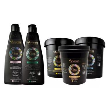 Imagem de Kit Arvensis Cachos Shampoo Condicionador Mascara Ondulado Geleia Alta