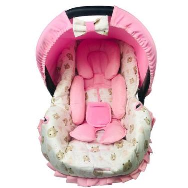 Imagem de Kit capa de bebê conforto e redutor - urso rosa - ALAN PIERRE BABY