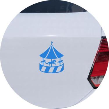 Imagem de Adesivo de Carro Carrossel com Cavalos Infantil - Cor Azul Claro - Mel
