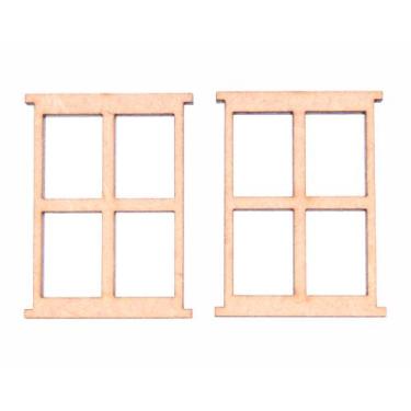 Imagem de Aplique Em Mdf Cru Janela Simples Retangular Gde C/ 2 Peças - Metallic