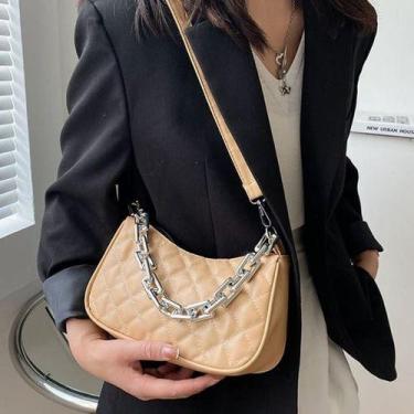 Imagem de Bolsa Feminina Ombro Corrente Prata  Treliça) Passeio - Unistar, Preto
