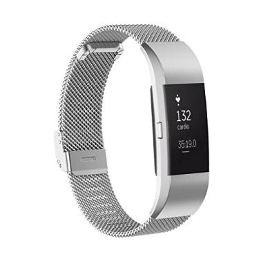 Imagem de Gheper Pulseira de metal compatível com Fitbit Charge 2 / Charge 2 HR Mesh Woven Stainless Steel Smartwatch Pulseira de substituição