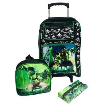 Imagem de Mochila Grande De Rodinha Com Estojo E Lancheira De Menino Herói - sem