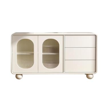 Imagem de Armário de armazenamento lateral, armário buffet, aparador independente e buffet com porta, aparador buffet de madeira para quarto, sala de estar, cozinha ou corredor (branco) armário de canto