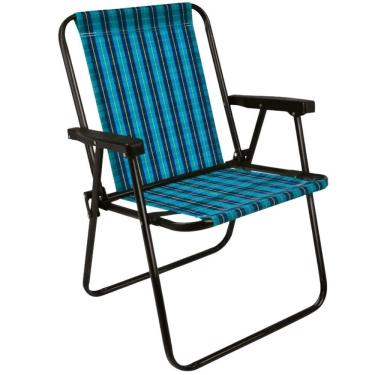 Imagem de Cadeira de Praia Alta de Aço Pintado Xadrez Marine 002052 BEL