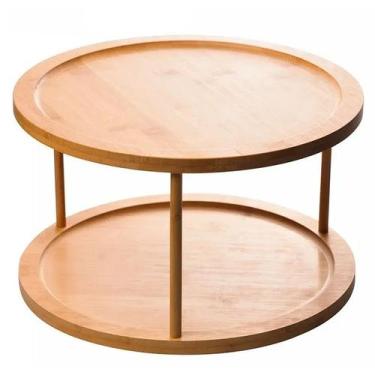 Imagem de Organizador Giratório 2 Andares de Bambu 30x30x18,5cm 220124 - Lyor - 