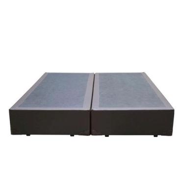 Imagem de Cama Base King Bipartido Sintético Marrom - Real Comfort Estofados