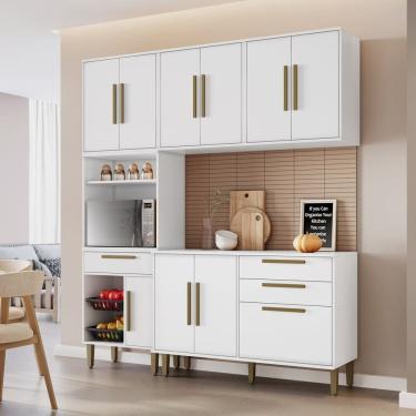 Imagem de Cozinha Completa 4 Peças 10 Portas 2 Gavetas com Fruteira Lorena Branco