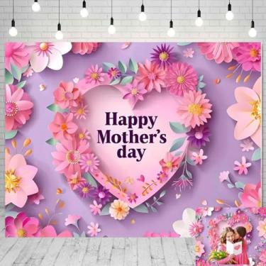 Imagem de Pano de fundo de 3 x 2,4 m para fotografia de papel para cortar flores, feliz dia das mães, decoração de festa, banner de tecido, adereços de cabine de fotos