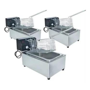 Imagem de Combo 3 Fritadeira Elétrica Óleo Inox Cuba 3l C/ Termostato - Central 