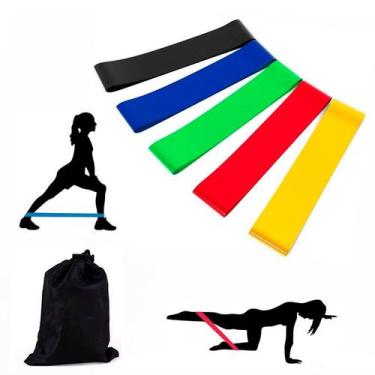 Imagem de Kit 5 Faixas Elásticas Extra Forte Casa e Academia