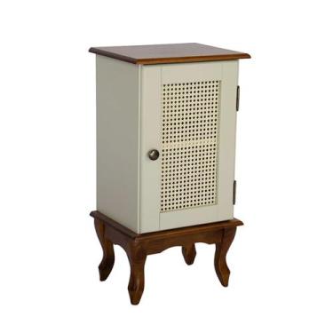 Imagem de Mesa de Cabeceira de Madeira Antique Luís XV com 1 Porta em Rattan - 2