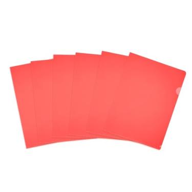 Imagem de PATIKIL Pacote com 6 pastas de plástico tipo L, pastas transparentes tamanho carta para documentos, capas de papel, pasta de projeto para escritório em casa, vermelha