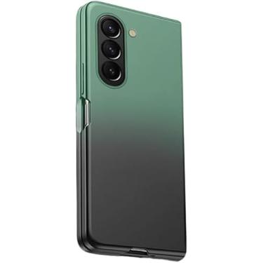Imagem de BMLLQSS Capa de PVC para Samsung Galaxy Z Fold 5/Dobrável 4 Acabamento Fosco Antiqueda Design Gradiente Original Proteção de Lente Superfície Repelente de Óleo Escolha Elegante, Cor: Verde-Preto