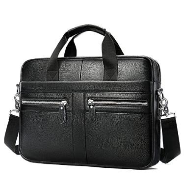 Imagem de Mala de couro vintage de 15,3 polegadas, saco de laptop, crossbody masculino Apropriado como um presente de saco de viagem para namorados/pais/maridos (Black)