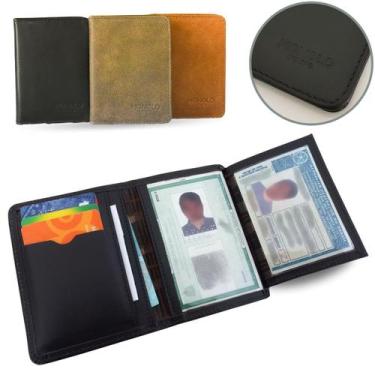 Imagem de Carteira Porta Cartão Masculina Couro Legítimo Pequena Slim Executiva 