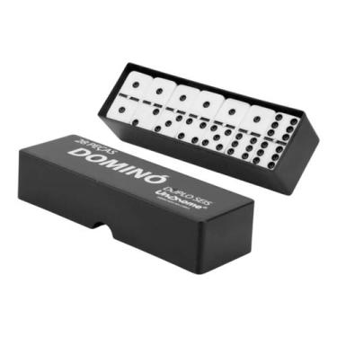 Imagem de Dominó 28 Peças Resina Pesado Profissional Estojo Preto - Unyhome