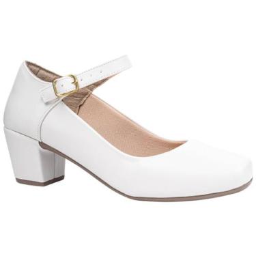 Imagem de Sapato Boneca Feminino Social Bico Quadrado Salto Médio Grosso Elegant