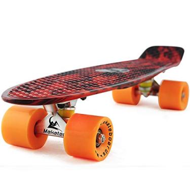 Imagem de Skate adulto mini cruzador completo crianças skates jovens prancha para meninos meninas iniciantes crianças crianças adolescentes 56 cm (chama vermelha)