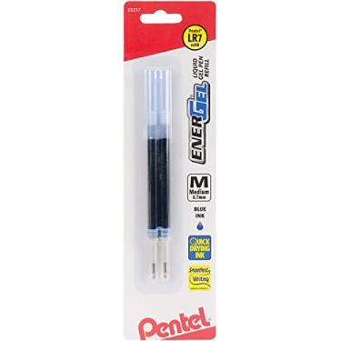 Imagem de Pentel Refil de tinta para caneta de gel EnerGel e Lancelot, ponta de metal de 0,7 mm, tinta azul, pacote com 2 (LR7BP2C)