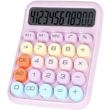 Imagem de DANRONG Calculadora de interruptor mecânico com botões grandes, calculadoras de mesa, 12 dígitos, visor LCD grande, calculadora de mesa, linda calculadora rosa para professores, estudantes, escritório