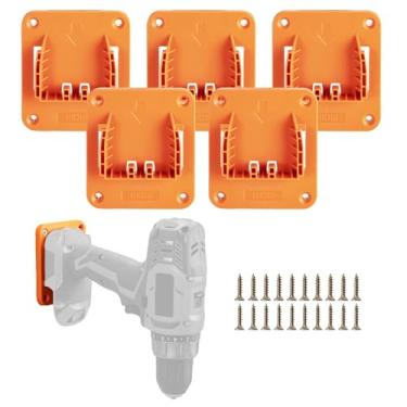 Imagem de 5 pacotes de ferramentas suporte de montagem de broca, adequado para RIDGID 18 V Li-ion furadeira suporte suporte de doca com 20 parafusos (sem ferramenta)