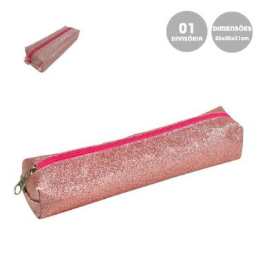 Imagem de Estojo Escolar  Tamanho Médio com Gliter  Abertura em Ziper - DAC, Ros