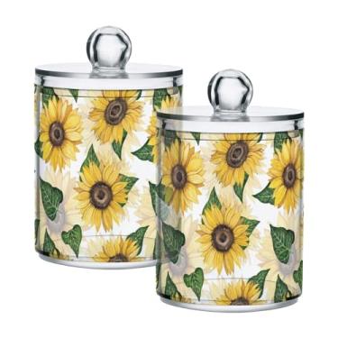 Imagem de Zhirexin Pote De Plástico Transparente Hermético Sunflower, 2 Peças, Recipiente Vidro Para Alimentos, Pode Armazenar Doces, Sal, Grãos Café, Com Tampa, Fácil Usar