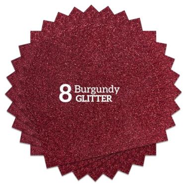 Imagem de FANSGUAR Pacote De Vinil Para Transferência Térmica Htv Com Glitter Vermelho Vinho, 8 Folhas 12 X Cm, Camisetas, Chapéus E Roupas, Compatível A Máquina Prensa Cricut Cameo