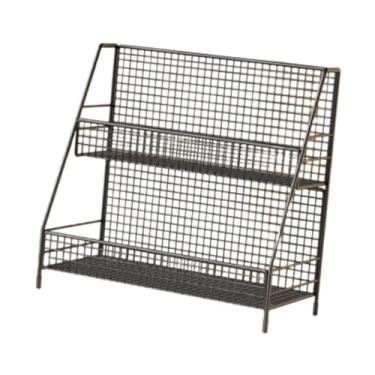 Imagem de Fenteer Prateleira de balcão de cozinha de 2 camadas Prateleira de perfume Organizador de caneca de café Rack de armazenamento de mesa para despensa